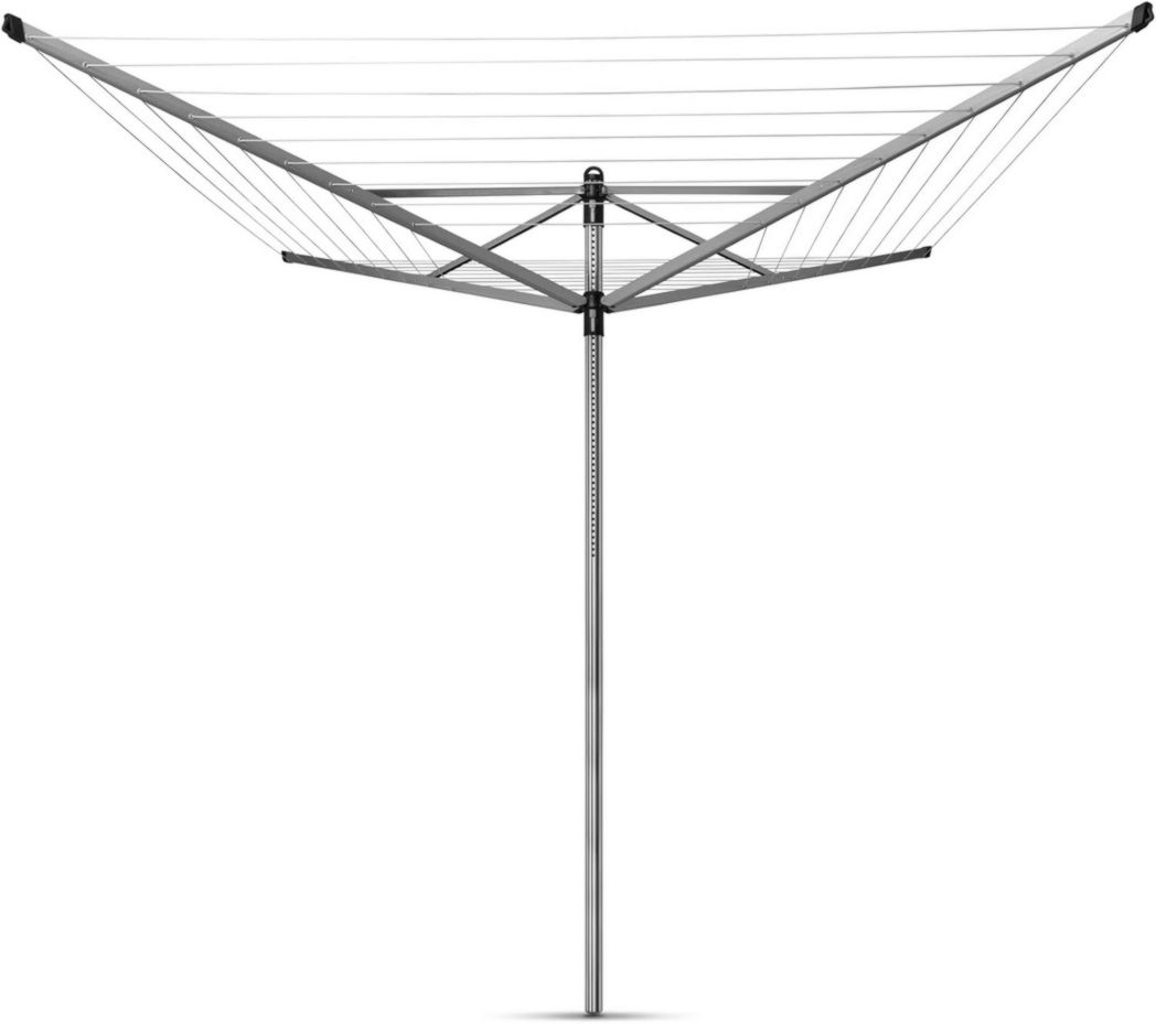 Brabantia - Séchoir à linge Lift-O-Matic - Étendoir à linge d'extérieur - Antidérapant - Résistant aux UV, 60 m - Rotation fluide - Pratique - Douille métallique à planter - Gris métallisé - 295 cm