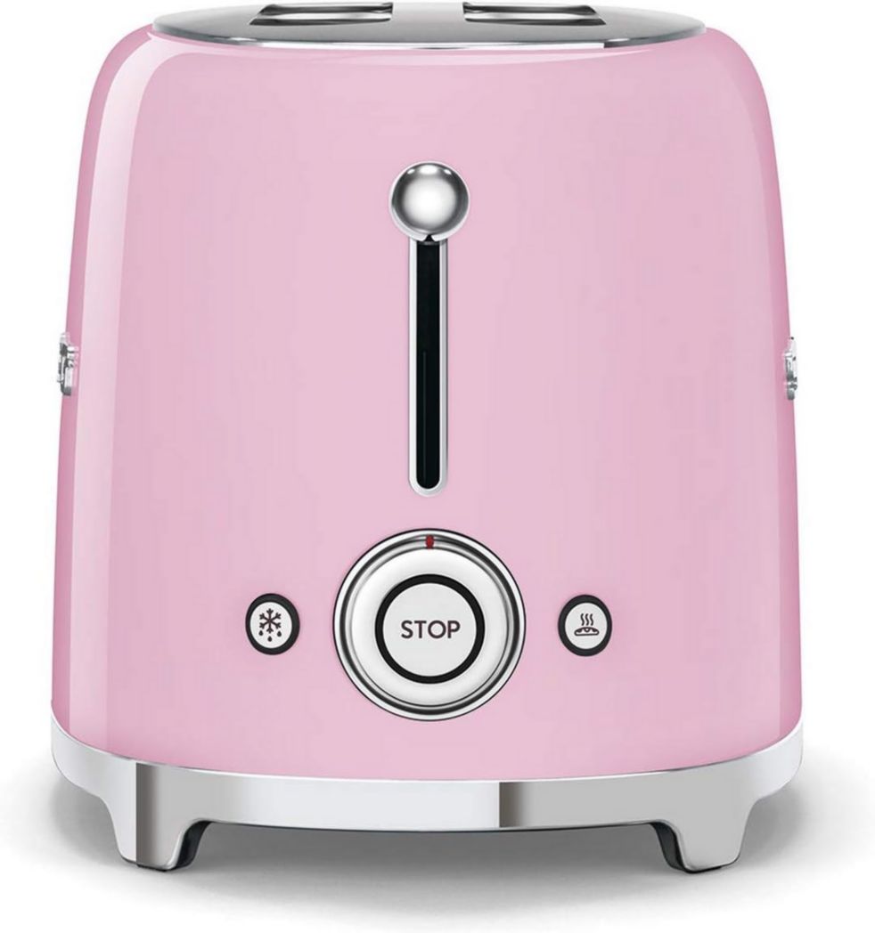 Smeg, Grille-pain 2 tranches TSF01BLEU, 2 fentes 36 mm, 6 niveaux de brunissage, fonctions chauffage, décongélation et bagel, éjection automatique du pain, tiroir ramasse-miettes, 950 W, noir