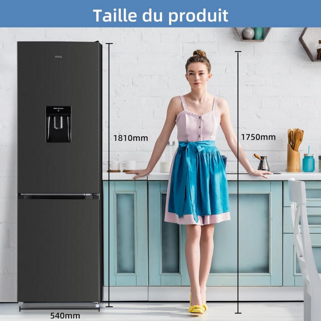 Réfrigérateur congélateur inférieur CHIQ CBM159LEBD 157 litres (109 + 48) Low Frost, faible bruit, refroidissement rapide, faible encombrement