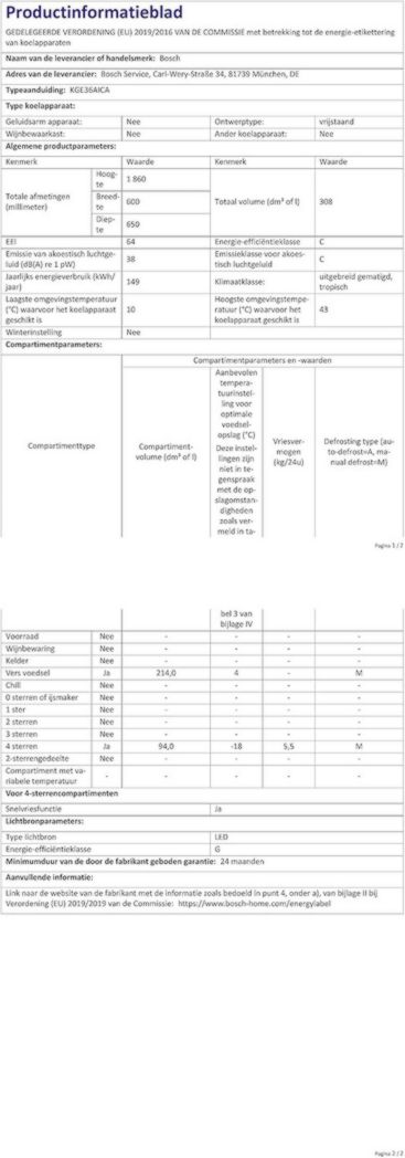 Réfrigérateur combiné pose libre Bosch KGN39AIAT, Série 6, 363 L, 203 x 60 (H x L), acier inoxydable anti-traces de doigts