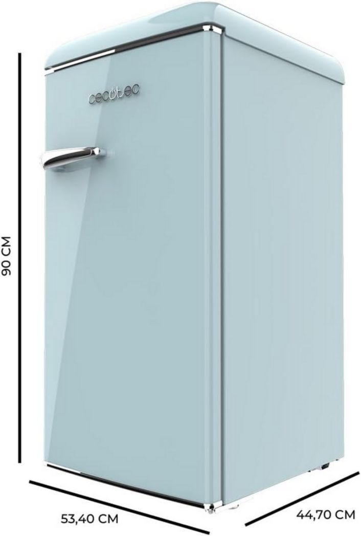 Mini-réfrigérateur Cecotec Bolero CoolMarket TT Origin 45 Rouge. Réfrigérateur de table rétro 45 L, 55 cm de haut, 44,7 cm de large, classe énergétique E, bac à glaçons et poignée chromée, rouge.