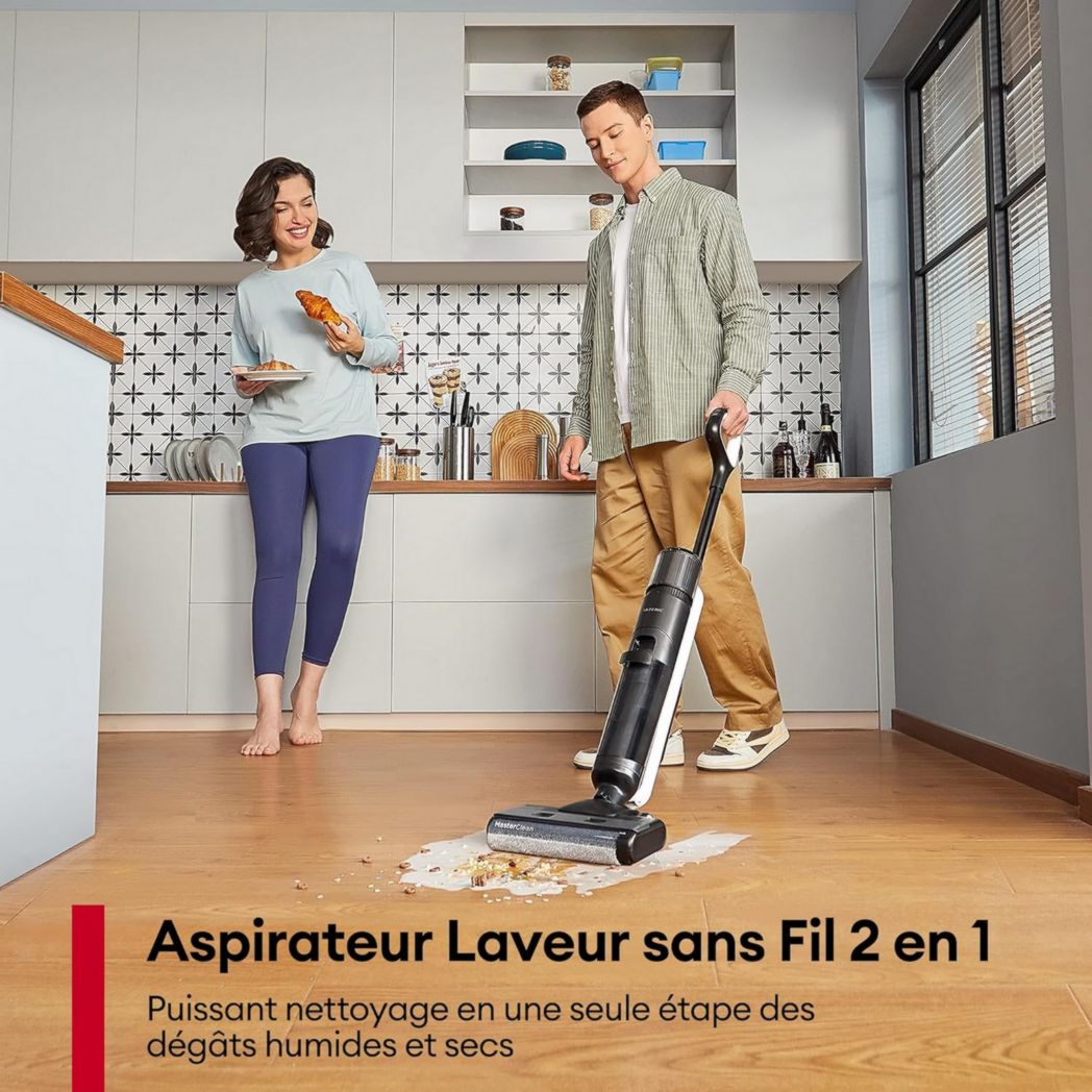Aspirateur balai sans fil Ultenic AC1 Elite, 3 en 1, eau et poussière, léger, autonomie de 50 minutes, grand réservoir de 1,15 L, idéal pour les saletés tenaces et les sols durs.