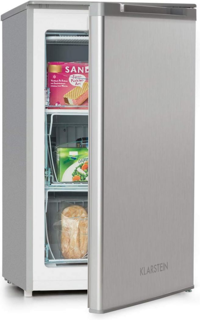 Mini congélateur vertical Klarstein, pour chambre et maison, 64 L, avec étagère, économe en énergie, machine à glaçons et grattoir