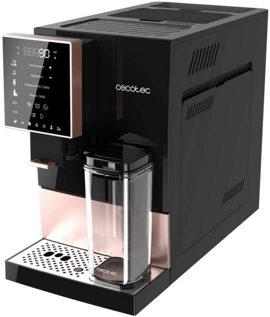 Machine à café super automatique Cecotec Cremmaet Compactccino Black Rose, 19 bars, réservoir à lait, système Thermoblock, 5 niveaux de mouture, réservoir à café de 150 g
