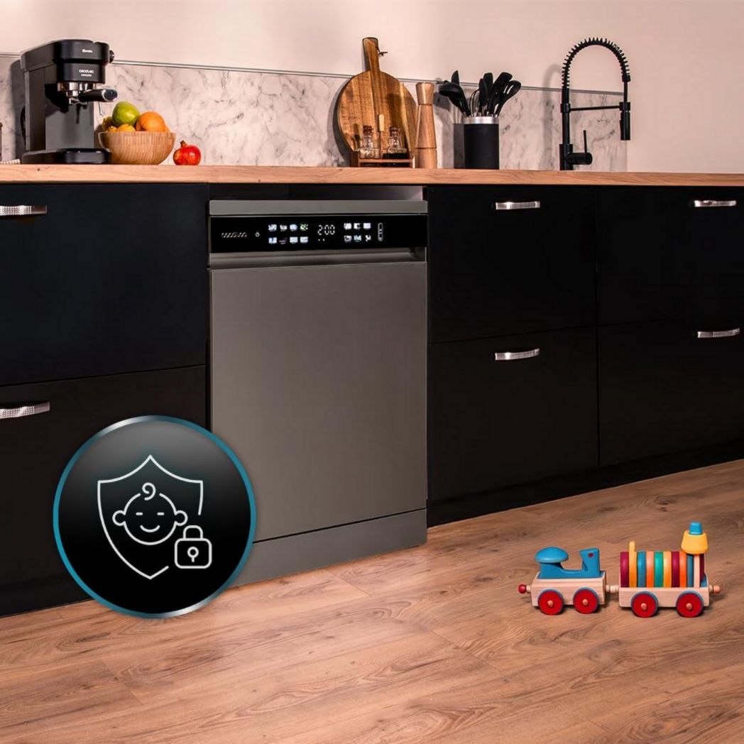 Lave-vaisselle Cecotec 60cm Bolero Aguazero 6700 B Lave-vaisselle blanc, 15 couverts, Classe B, moteur Inverter Plus, O2 Dry, Lavage Dual Zone, Plateau réglable, Turbo Dry+ et Demi-charge.