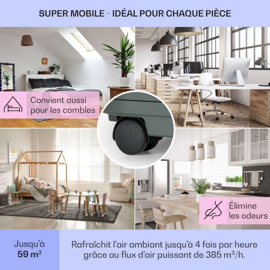 Climatiseur portable silencieux Klarstein, climatiseur portable 5 en 1, mini climatiseur, purificateur et éliminateur d'odeurs, mode nuit, déshumidificateur d'air, faible consommation, 10 000 BTU, climatiseurs