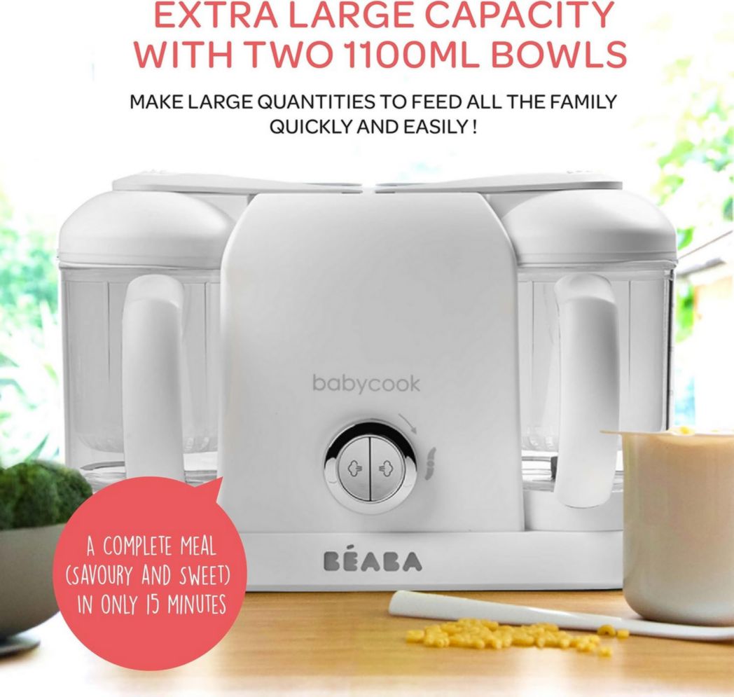 BÉABA, Robot Cuiseur Bébé 4 en 1 Babycook Duo, Mixeur-Cuiseur, Cuisson Vapeur Rapide 15 minutes, Diversification des Aliments, Petits Pots Bébé Maison, Capacité XXL 2200 ml, Noir
