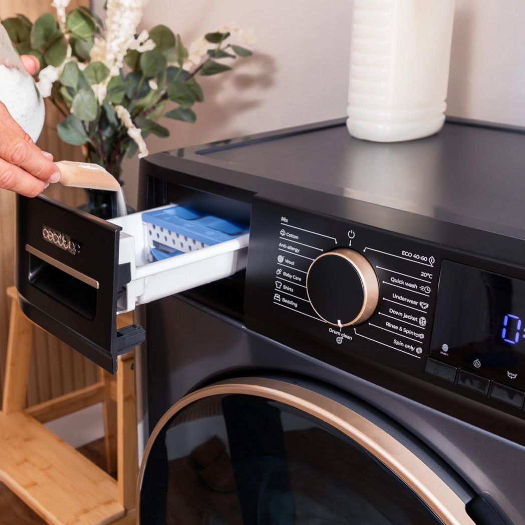 Lave-linge Cecotec 8 kg Bolero DressCode 8610 Inverter Steel A. Chargement frontal, 1400 tr/min, SteamMax, moteur Inverter Plus, 15 programmes, OnSmart, Stop&Go, DrumClean, revêtement antibactérien