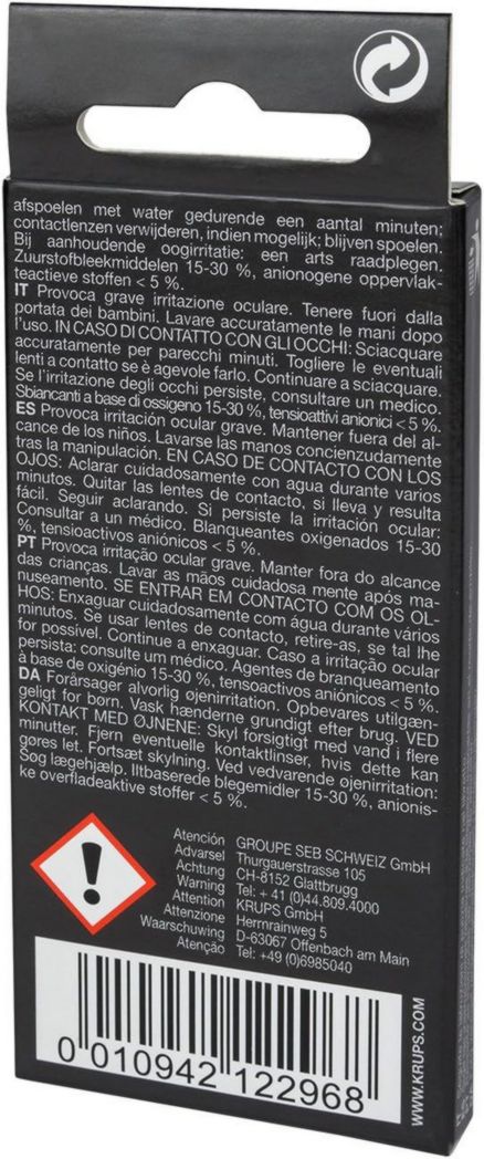KRUPS ESSENTIAL BLACK Machine à café à grains avec moulin à grains Machine à expresso 2 tasses et tablettes de détergent Espresseria Compatible avec Full Auto EA/XP et Rowenta ES Accessoire officiel