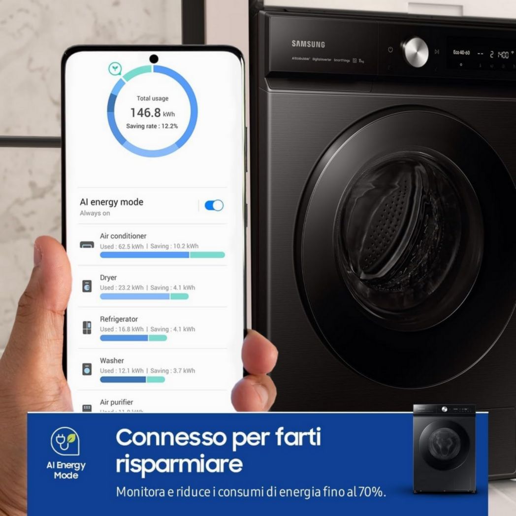 Lave-linge sur mesure Samsung Elettrodomestici 11 kg AI Control QuickDrive Vapeur Chargement frontal 60 x 85 x 60 cm