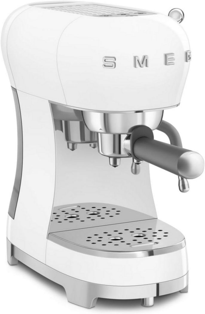 Smeg, ECF02CREU Machine à expresso manuelle, système Thermoblock et buse vapeur, 4 fonctions expresso, plateau amovible, porte-filtre, réservoir d'eau 1 L, dimensions compactes, 1350 W, couleur crème