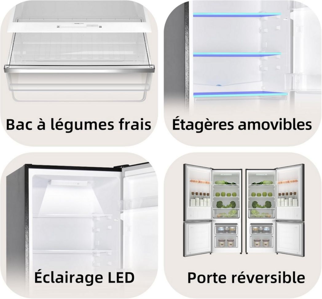 Réfrigérateur congélateur inférieur CHIQ FBM157L42 157 L (109 + 48), largeur 47 cm, Low Frost, 39 dB, portes réversibles, garantie 12 ans sur le compresseur