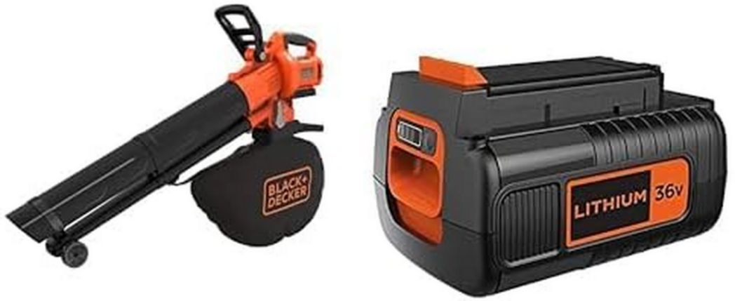 BLACK+DECKER - Souffleur, aspirateur et broyeur de feuilles sans fil 36 V - Livré avec un sac de 45 L - BCBLV36B-XJ