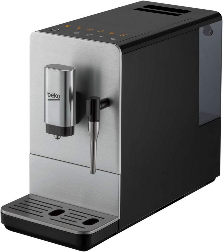 BEKO, Machine à café, expresso automatique, 1350 W / 19 bars, Capacité café : 125 g, Capacité eau : 1,4 L, Système autonettoyant, 5 niveaux de mouture, Arrêt automatique, Façade en acier inoxydable brossé