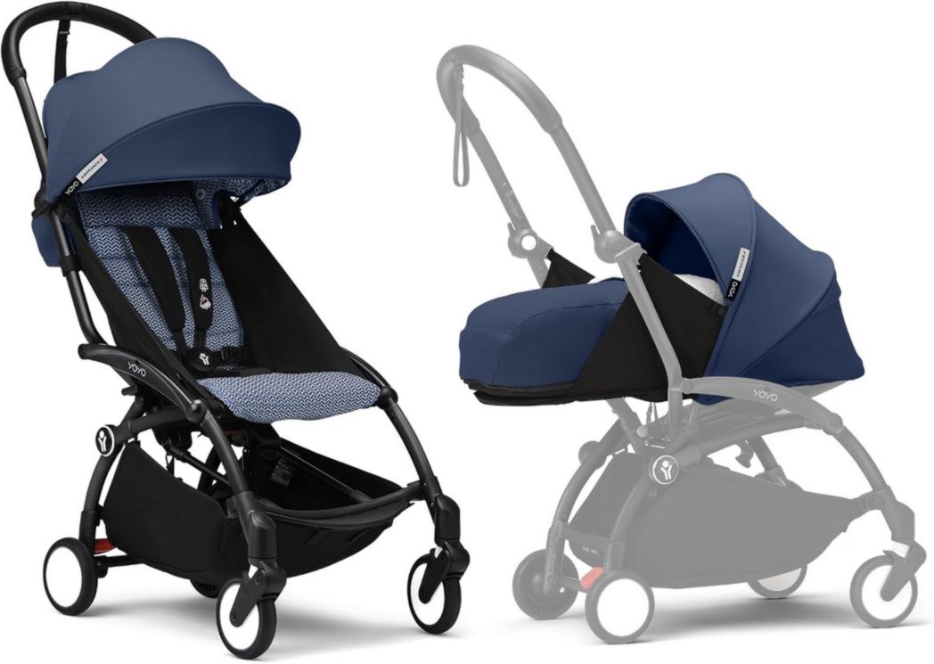 Poussette Stokke YOYO3 avec pack nouveau-né et pack couleur 6+ - Comprend un cadre noir, un pack couleur YOYO 6+ (gingembre) et un pack nouveau-né 0+ (gingembre)