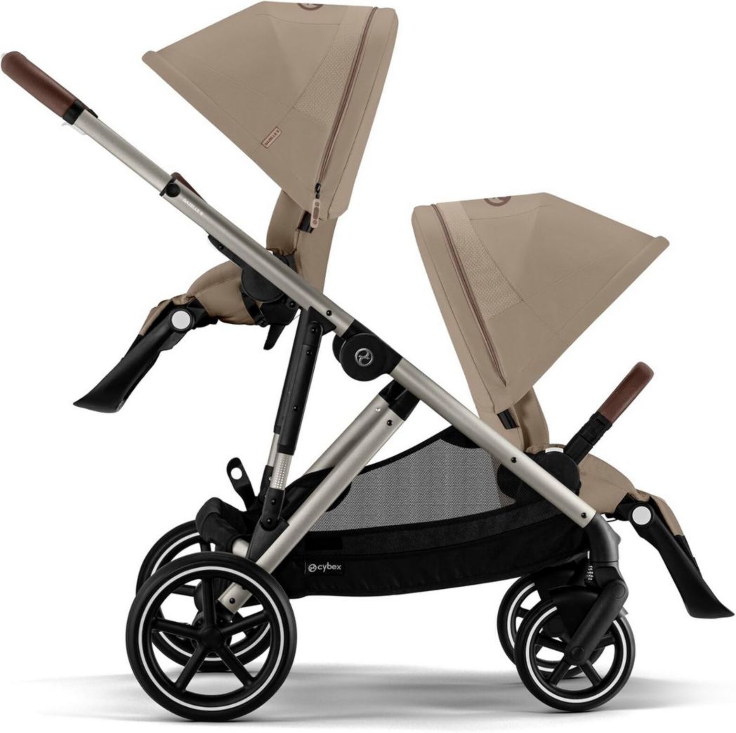 Poussette CYBEX Gold GAZELLE S, de la naissance à environ 4 ans, max. 22 kg (mode simple) / 2 x 22 kg (mode duo), système tout-en-un avec plus de 20 configurations, beige amande