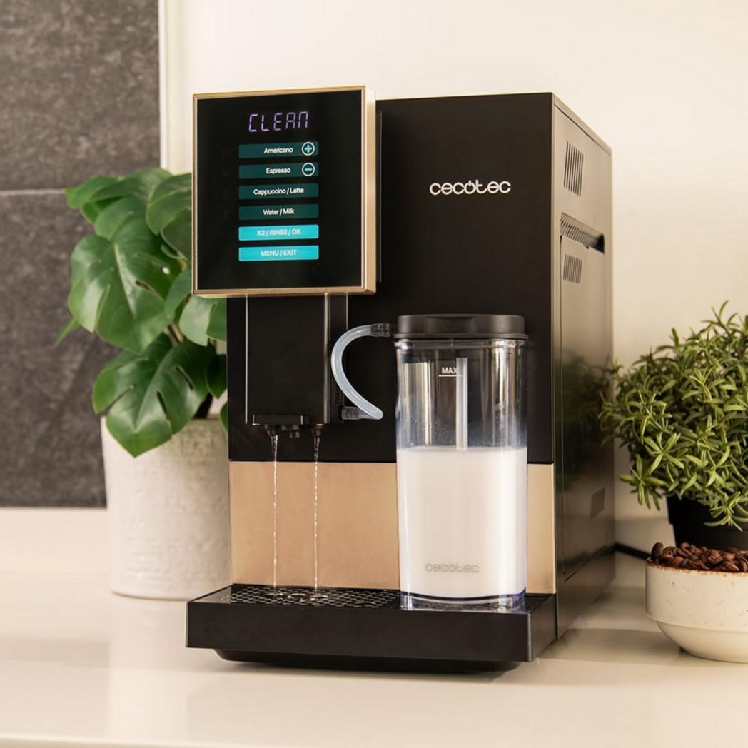 Machine à café super automatique Cecotec Cremmaet Compactccino Black Rose, 19 bars, réservoir à lait, système Thermoblock, 5 niveaux de mouture, réservoir à café de 150 g