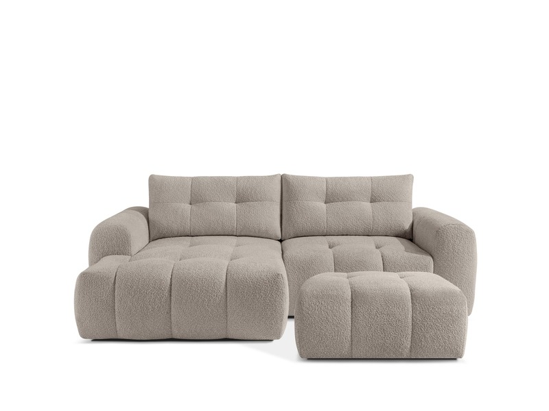 Ensemble canapé d'angle et pouf , convertible, gris