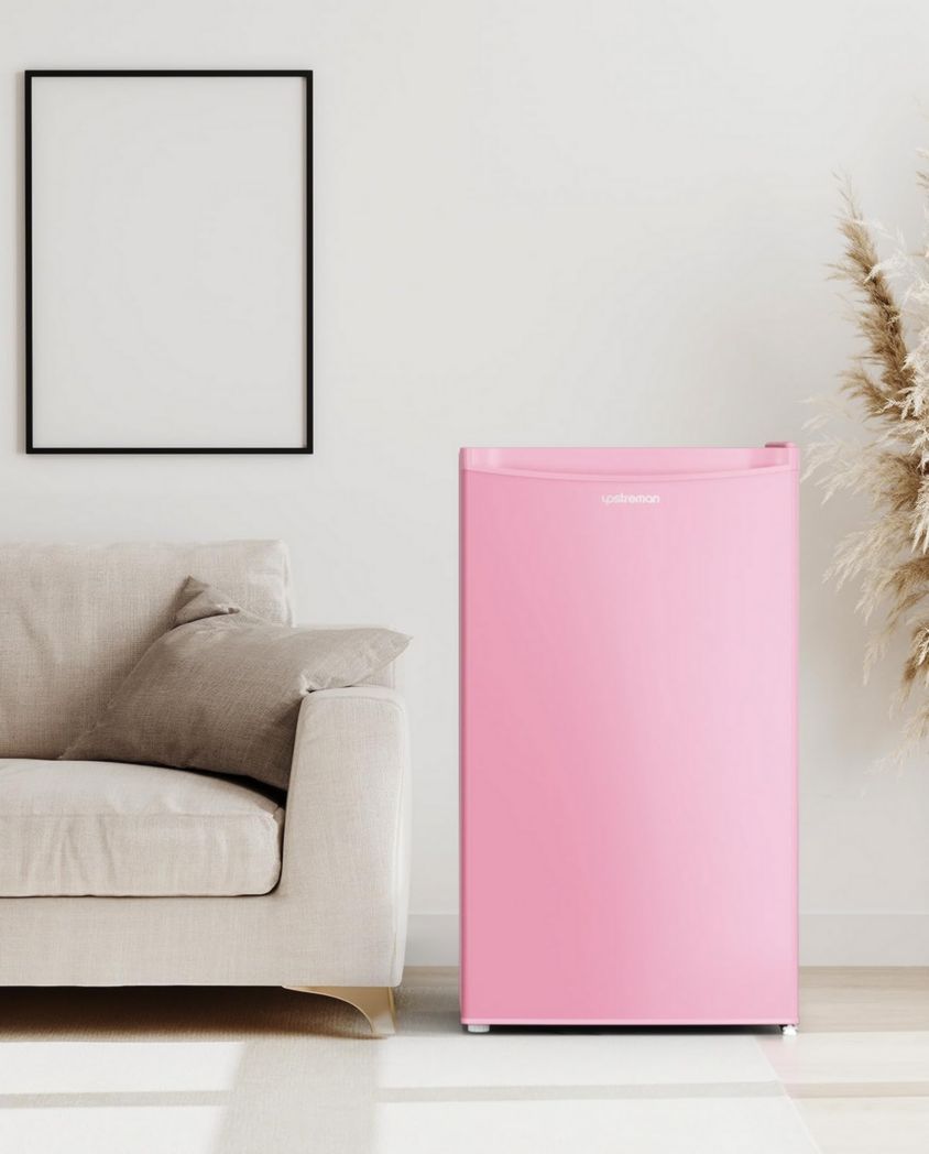 Mini-réfrigérateur Upstreman 91 L avec congélateur, thermostat réglable, pour petite pièce, réfrigérateur haut de gamme pour dortoir, bureau, blanc - BR321