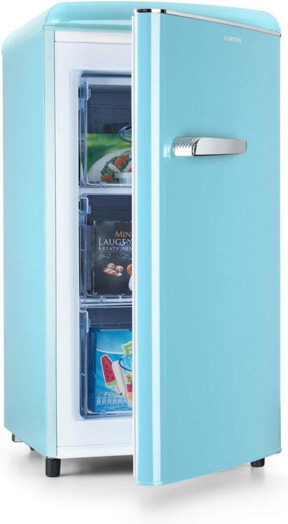 KLARSTEIN Laika - Congélateur, volume total 60 litres, thermostat 5 niveaux, 0 à -18°C, 3 clayettes, pose libre, design rétro - rouge
