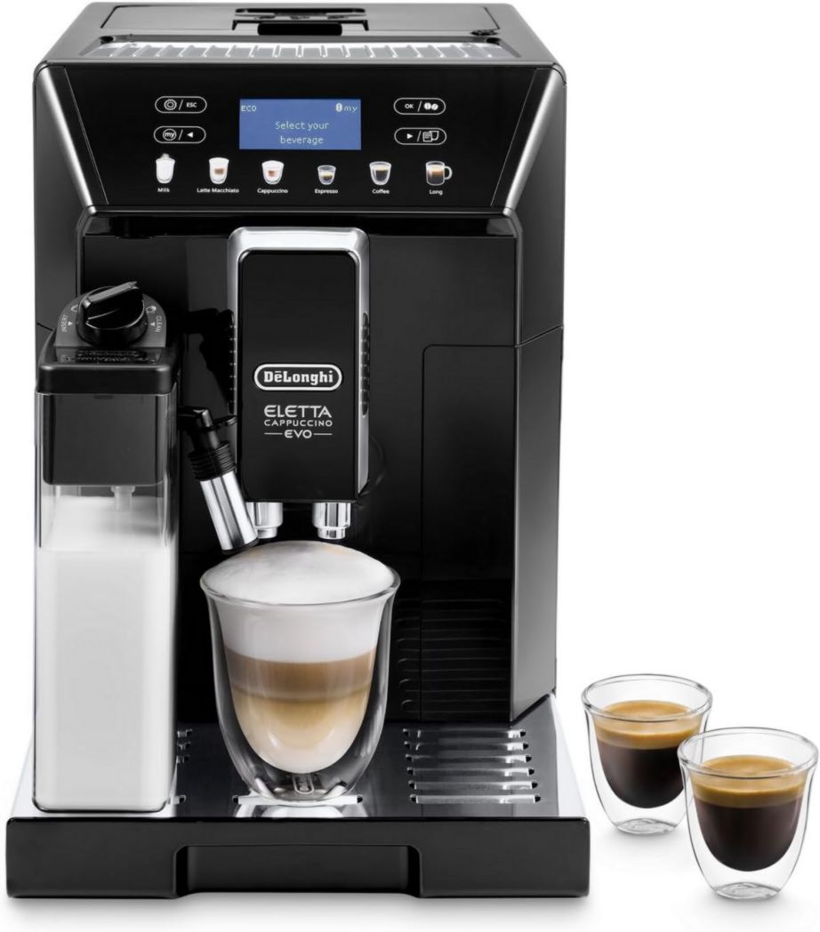 Machine à café à grains De'Longhi Eletta Evo ECAM46.860.B, expresso et cappuccino, écran tactile LCD, noir