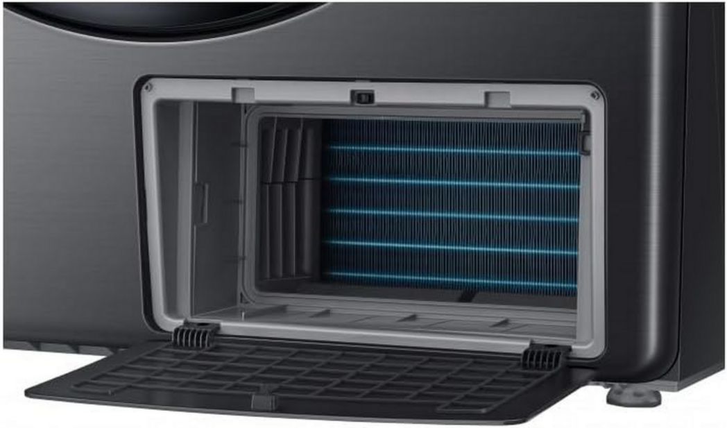 Sèche-linge grande capacité Samsung DV16T8520BV/ET, 16 kg, pompe à chaleur hybride classe A+++, Wi-Fi, porte réversible, chargement frontal, 69 l x 98 h x 84 p cm