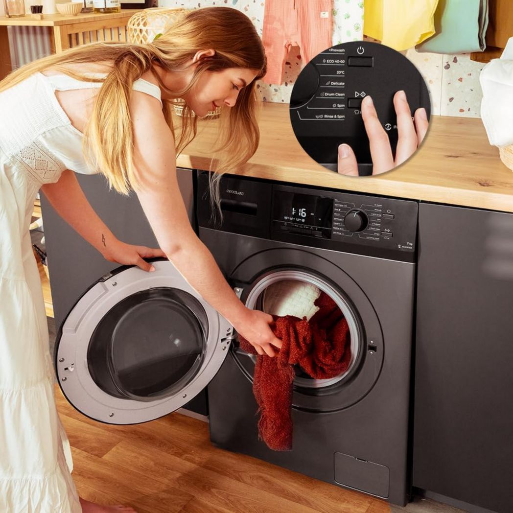 Lave-linge frontal Cecotec Bolero Dresscode 9410 Inverter A 9 kg. Puissance : 1 900 W, 1 400 tr/min réglable, 16 programmes, faible consommation d'énergie, vapeur, stérilisation du linge.