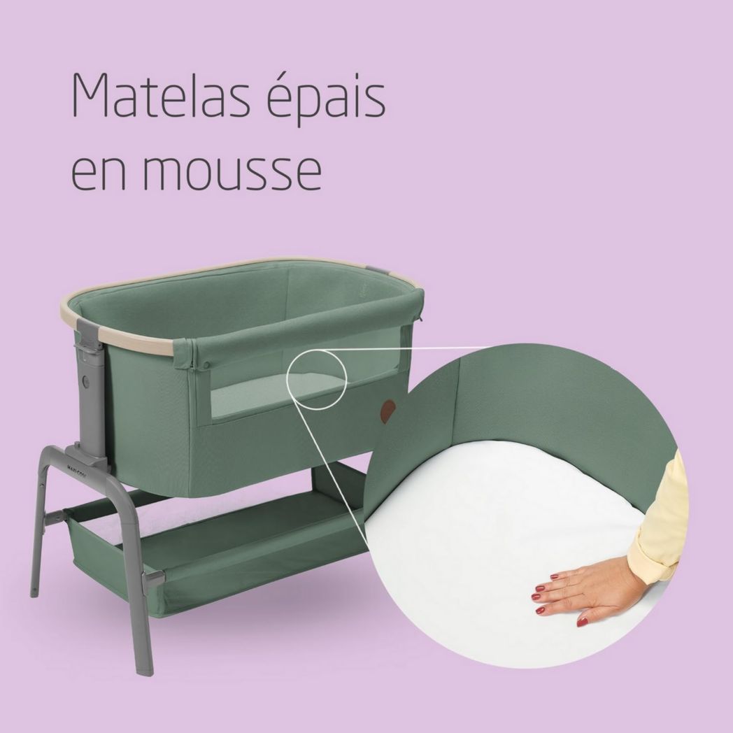 Lit cododo Maxi-Cosi Iora, lit cododo pliable pour bébé, 0-6 mois, 9 kg max, 4 positions d'inclinaison et 5 hauteurs, système coulissant, matelas confort, grand panier, facile à transporter, Essential Graphite