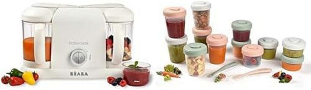 BÉABA, Robot Cuiseur Bébé 4 en 1 Babycook Duo, Mixeur-Cuiseur, Cuisson Vapeur Rapide 15 minutes, Diversification des Aliments, Petits Pots Bébé Maison, Capacité XXL 2200 ml, Noir