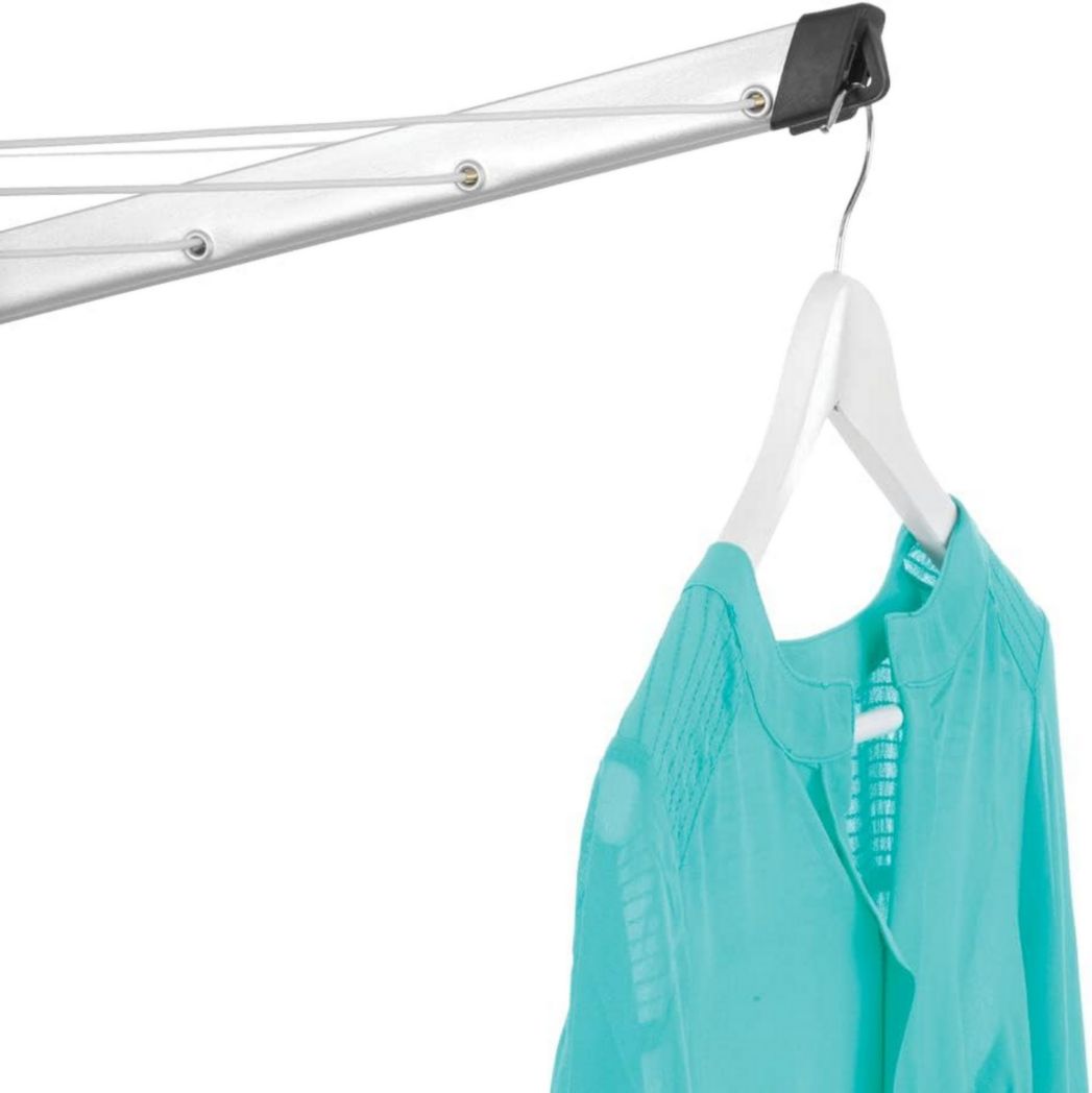 Brabantia - Séchoir à linge Lift-O-Matic - Étendoir à linge d'extérieur - Antidérapant - Résistant aux UV, 60 m - Rotation fluide - Pratique - Douille métallique à planter - Gris métallisé - 295 cm