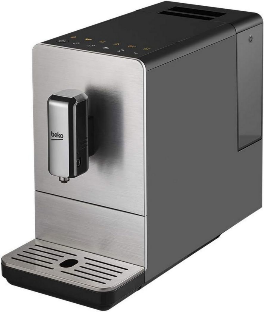 BEKO, Machine à café, expresso automatique, 1350 W / 19 bars, Capacité café : 125 g, Capacité eau : 1,4 L, Système autonettoyant, 5 niveaux de mouture, Arrêt automatique, Façade en acier inoxydable brossé