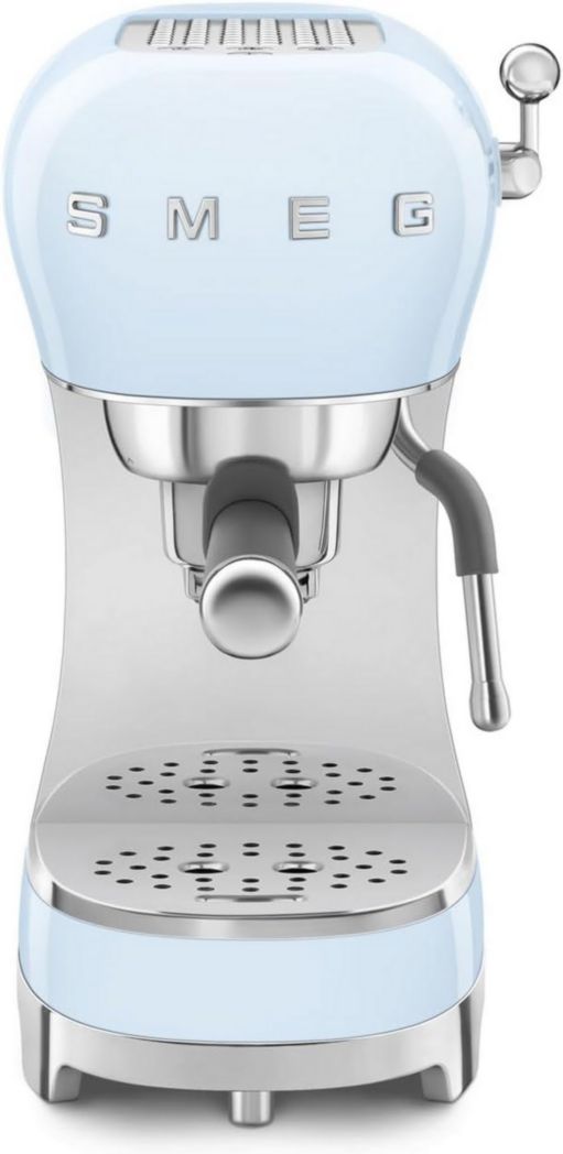 Smeg, ECF02CREU Machine à expresso manuelle, système Thermoblock et buse vapeur, 4 fonctions expresso, plateau amovible, porte-filtre, réservoir d'eau 1 L, dimensions compactes, 1350 W, couleur crème
