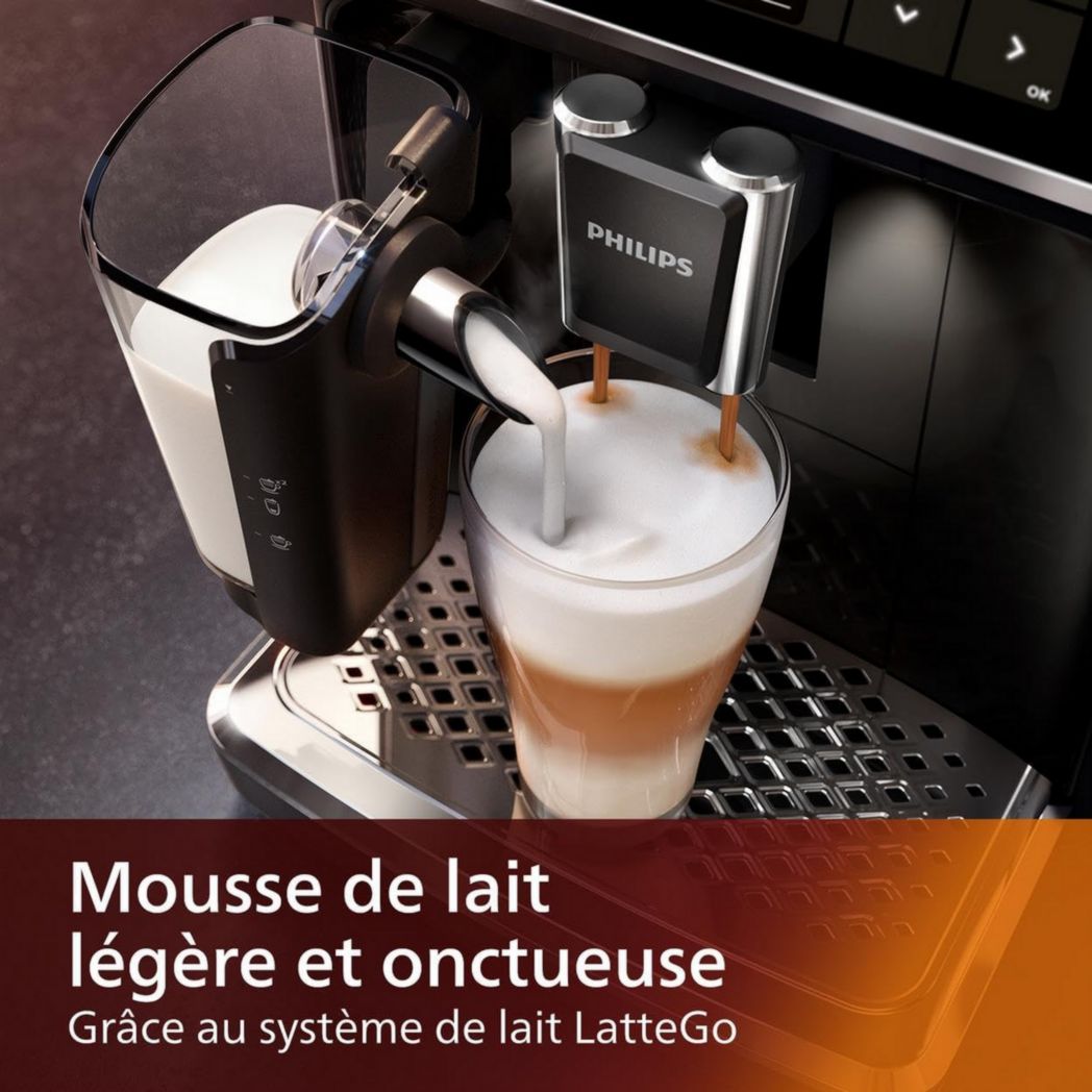 Machine à expresso entièrement automatique Philips série 5500 – 20 boissons chaudes et glacées, carafe LatteGo facile à nettoyer, SilentBrew 40 % plus silencieux, démarrage rapide, noir et argent (EP5546/70)