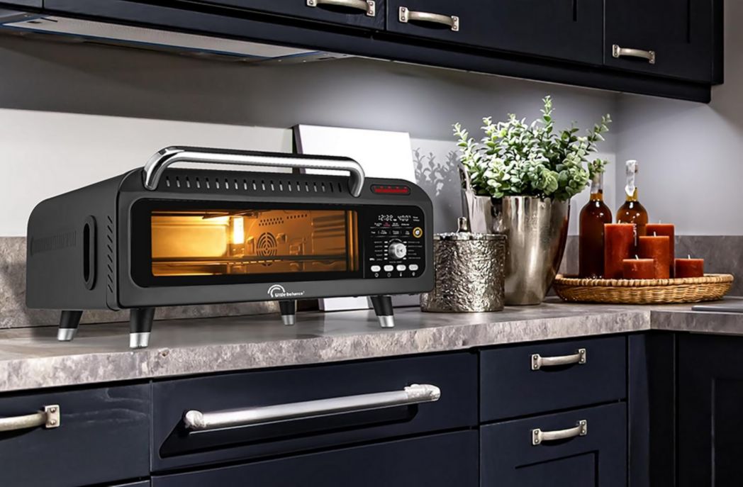 LITTLE BALANCE 8733 Revolution'Air, Four à pizza électrique, Multifonction, 3 en 1, Friteuse à air, Four grill, 10 modes de cuisson, 7 accessoires, Pierres à pizza, Jusqu'à 400 °C, 2000 W, Noir