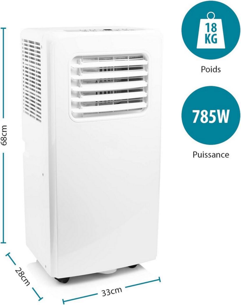 Climatiseur portable Tristar AC-5560, 10 000 BTU et 2,9 kW, fonctions de refroidissement, de déshumidification, de ventilation et de chauffage