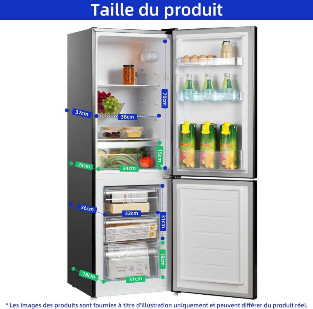 Réfrigérateur congélateur inférieur CHIQ FBM157L42 157 L (109 + 48), largeur 47 cm, Low Frost, 39 dB, portes réversibles, garantie 12 ans sur le compresseur