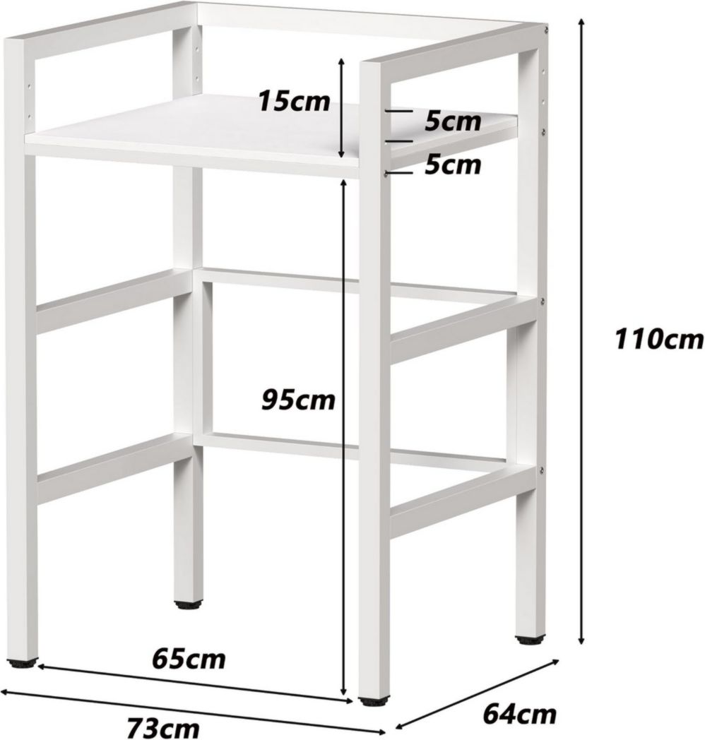 Étagère de rangement pour lave-linge MSFE, kit d'empilage pour lave-linge et sèche-linge à chargement frontal, 3 hauteurs réglables, capacité de charge de 350 kg, 73 x 64 x 110 cm, produit breveté