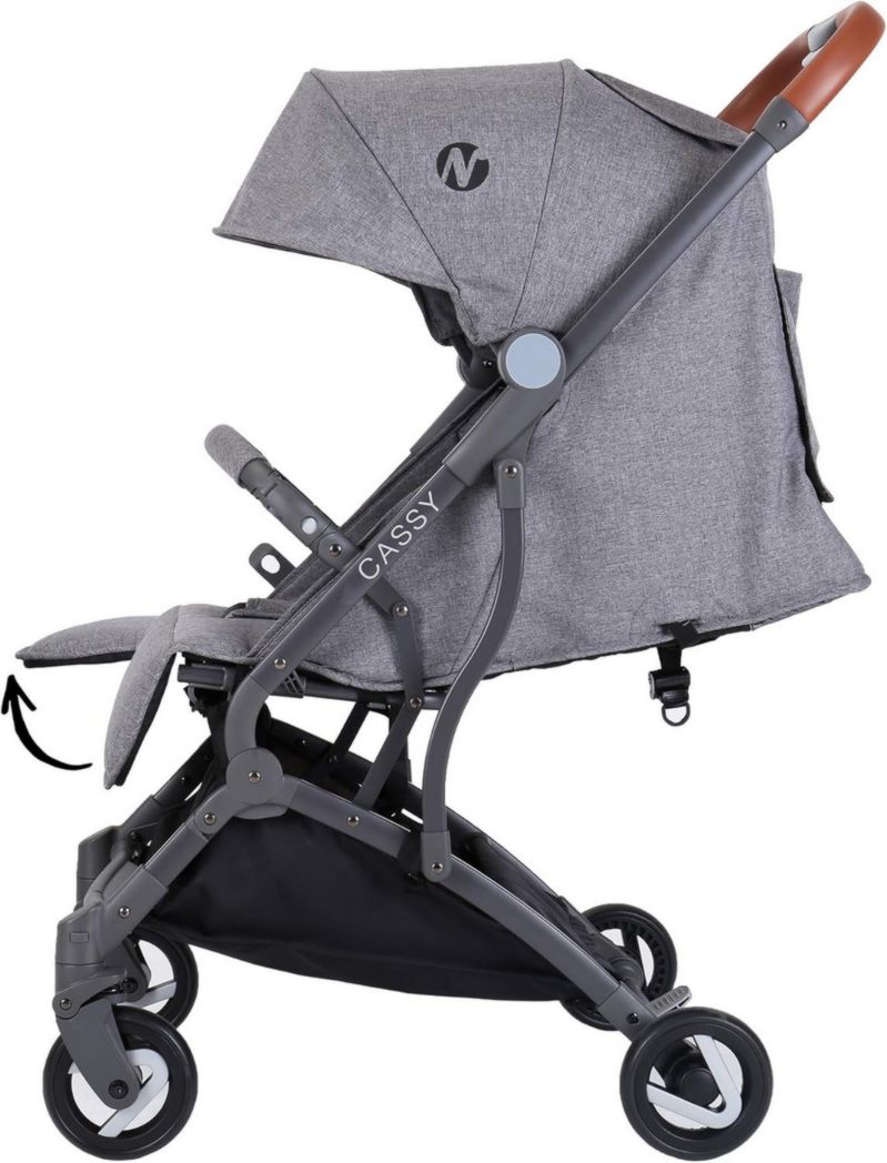 Poussette compacte CASSY 6-48 mois, légère et maniable - pliage d'une seule main - Sac de transport et porte-gobelet inclus - Nania (gris)