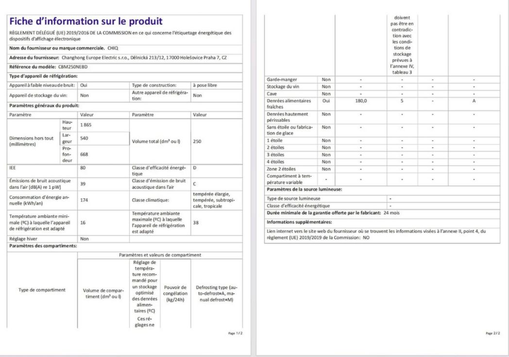 Réfrigérateur congélateur inférieur CHIQ CBM159LEBD 157 litres (109 + 48) Low Frost, faible bruit, refroidissement rapide, faible encombrement