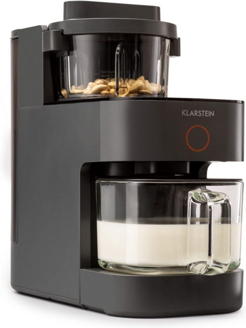Klarstein Mixer, robot pâtissier de 300 et 1250 watts de puissance, pour préparer des laits végétaux et des smoothies avec technologie de chauffage à 360°, 30 000 tr/min, écran tactile, noir