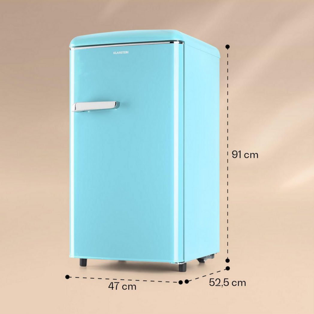 KLARSTEIN Laika - Congélateur, volume total 60 litres, thermostat 5 niveaux, 0 à -18°C, 3 clayettes, pose libre, design rétro - rouge