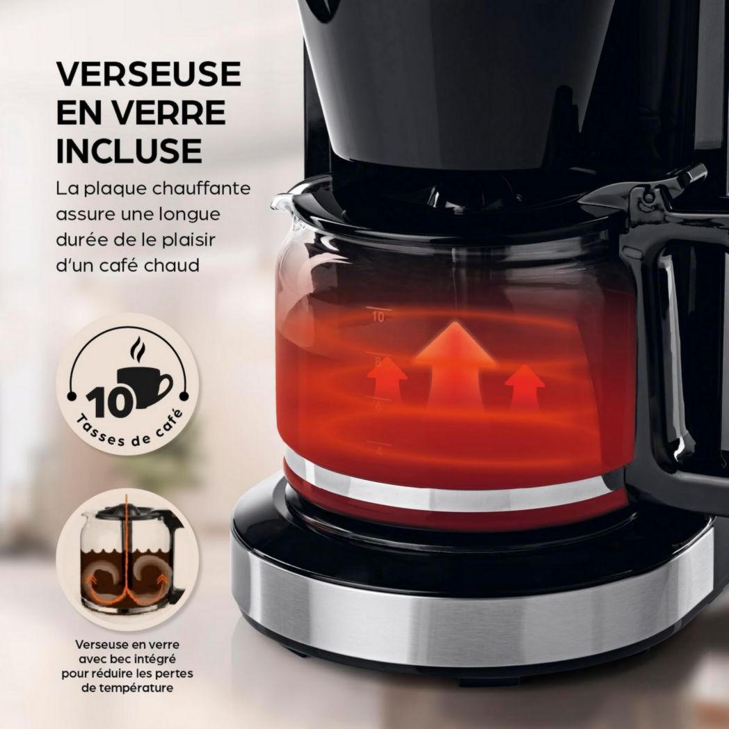 Cafetière filtre Barista avec verseuse isotherme de 1 L pour 12 tasses de café, machine à café à grains avec moulin et affichage numérique, fonction minuterie