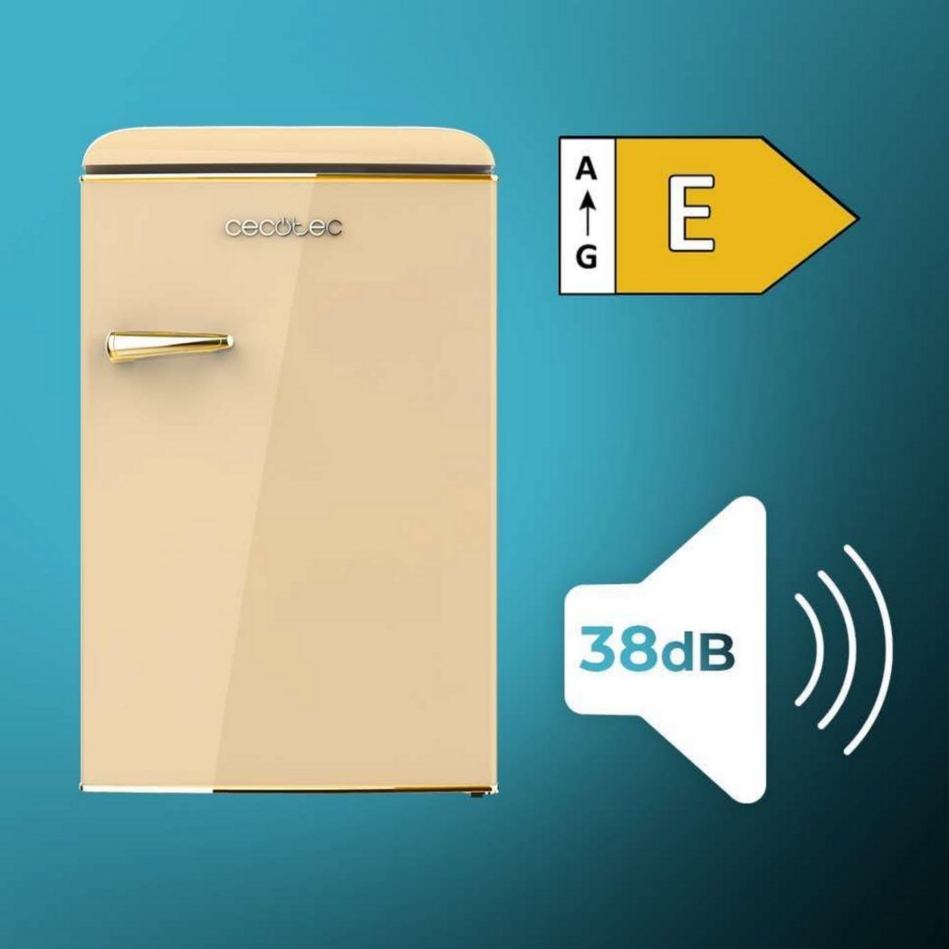 Mini-réfrigérateur Cecotec Bolero CoolMarket TT Origin 45 Rouge. Réfrigérateur de table rétro 45 L, 55 cm de haut, 44,7 cm de large, classe énergétique E, bac à glaçons et poignée chromée, rouge.