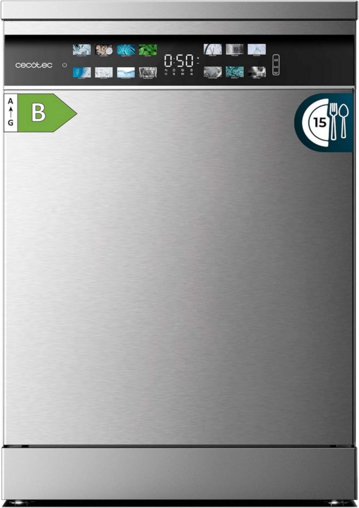Lave-vaisselle Cecotec 60cm Bolero Aguazero 6700 B Lave-vaisselle blanc, 15 couverts, Classe B, moteur Inverter Plus, O2 Dry, Lavage Dual Zone, Plateau réglable, Turbo Dry+ et Demi-charge.