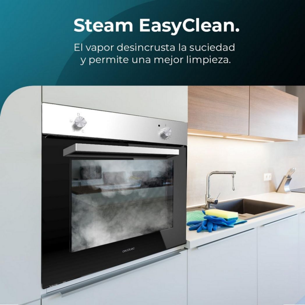 Four encastrable Cecotec Bolero Hexa C134500 Inox A 45 cm. 2600 W, capacité 56 L, basse consommation, 4 fonctions, minuterie, nettoyage vapeur, cuisson vapeur