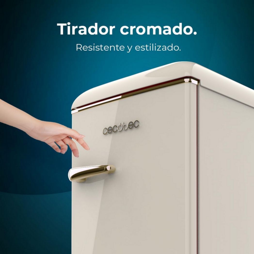 Mini-réfrigérateur Cecotec Bolero CoolMarket TT Origin 45 Rouge. Réfrigérateur de table rétro 45 L, 55 cm de haut, 44,7 cm de large, classe énergétique E, bac à glaçons et poignée chromée, rouge.