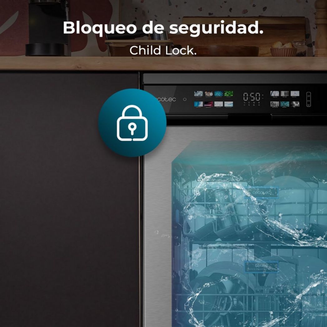 Lave-vaisselle Cecotec 60cm Bolero Aguazero 6700 B Lave-vaisselle blanc, 15 couverts, Classe B, moteur Inverter Plus, O2 Dry, Lavage Dual Zone, Plateau réglable, Turbo Dry+ et Demi-charge.