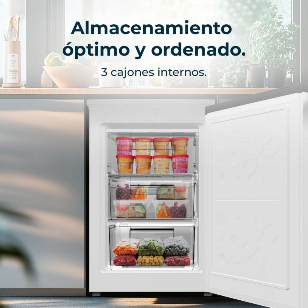 Congélateur vertical en acier inoxydable Cecotec Bolero CoolMarket TF 87 87 litres. Congélateur vertical en acier inoxydable de 83,6 cm de haut et 50,6 cm de large avec une grande capacité et une classe énergétique E.