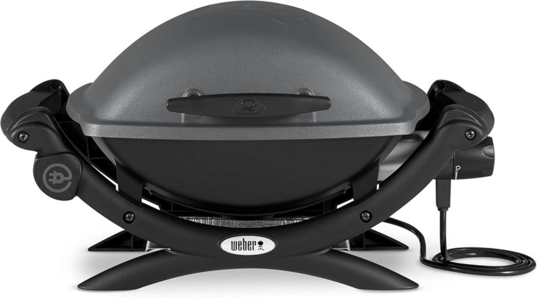 Barbecue électrique Weber Q1400, surface de cuisson 43 x 32 cm, portable, grille en fonte émaillée divisée en 2 parties, couvercle et cuve en fonte d'aluminium - Gris foncé (52020053)