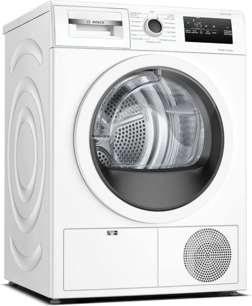 Sèche-linge thermopompe Bosch WTH83V13FR - Série 4-8 kg - 112 L - Design anti-vibrations - Blanc